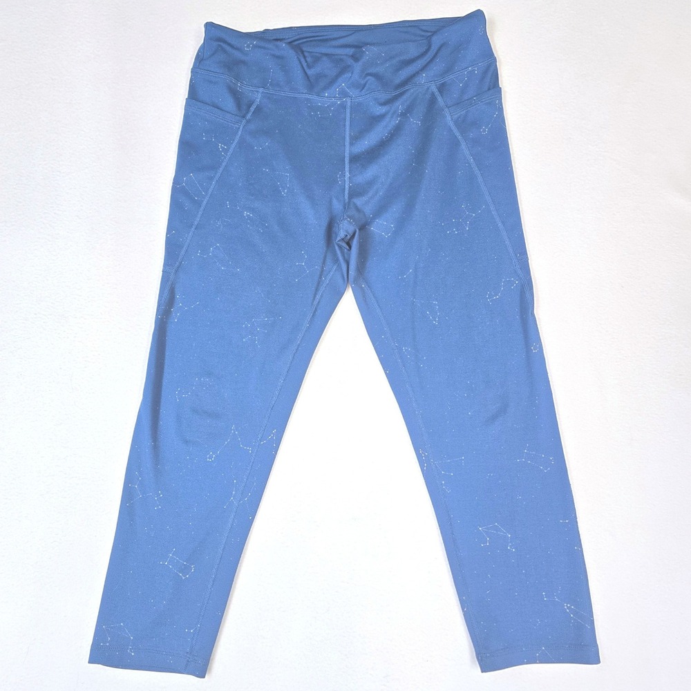 Tek Constellation Print Cropped Soft Leggings Blue Pockets Yoga Gym Witchy 16